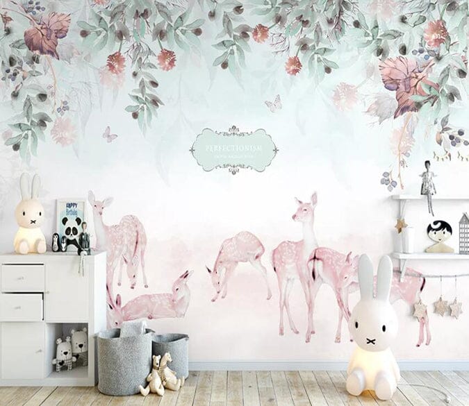 3D Flower Deer 2115 Wall Murals Wallpaper AJ Wallpaper 2 
