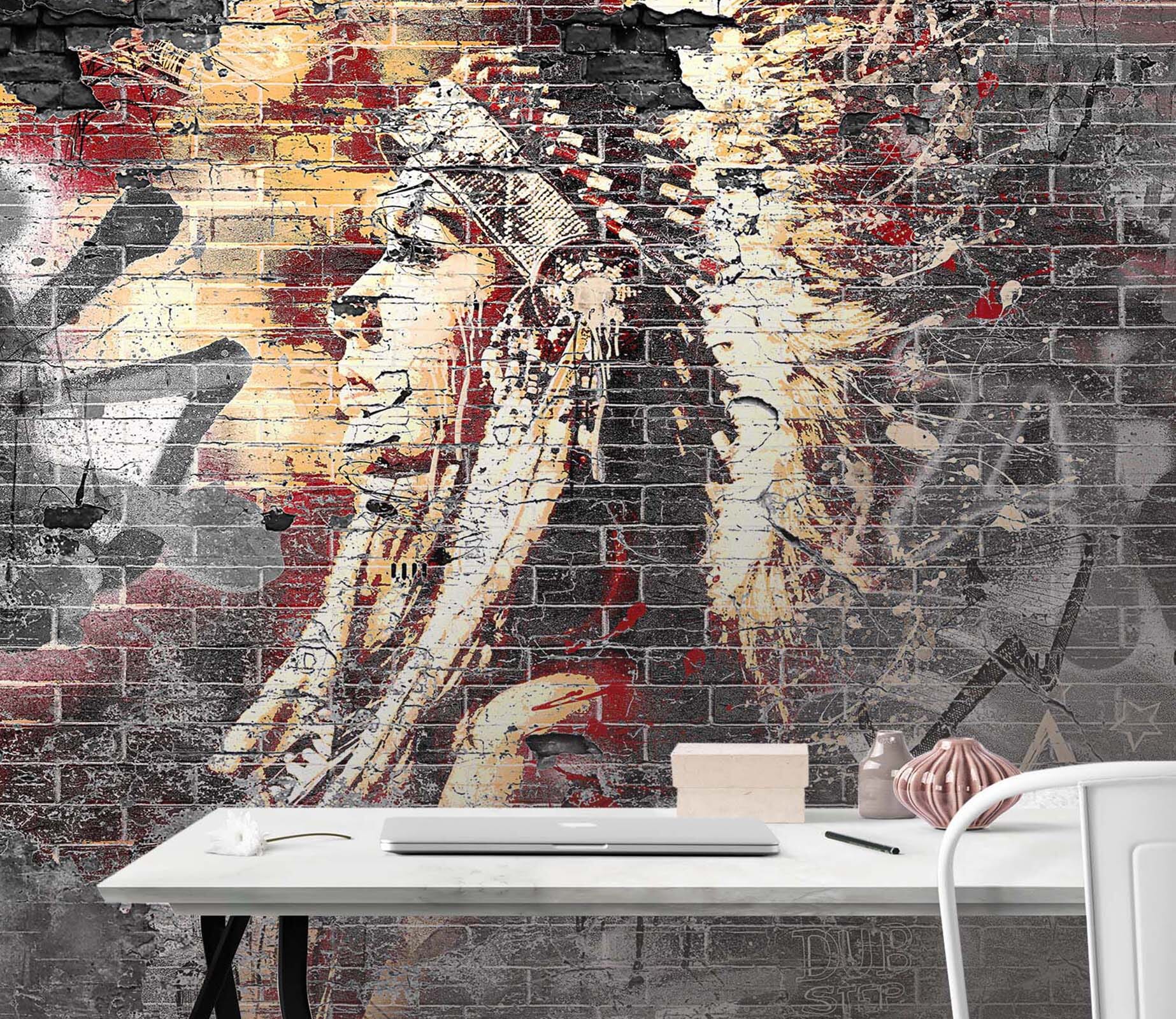 3D Graffiti Woman 044 Wall Murals Wallpaper AJ Wallpaper 2 