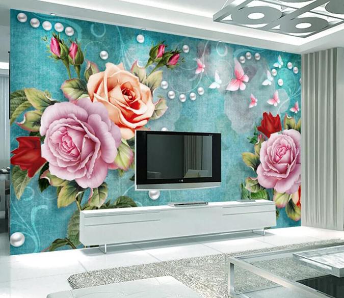 3D Colored Flowers 057 Wall Murals Wallpaper AJ Wallpaper 2 
