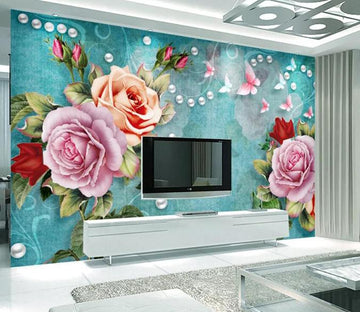 3D Colored Flowers 057 Wall Murals Wallpaper AJ Wallpaper 2 