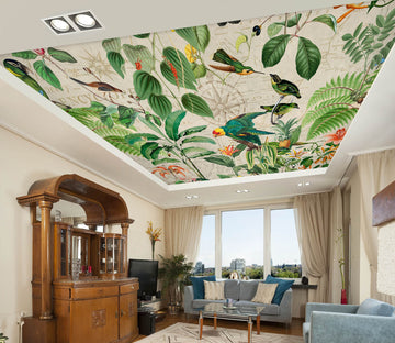 3D Green Leaves Bird 5264 Andrea Haase Ceiling Wallpaper Murals