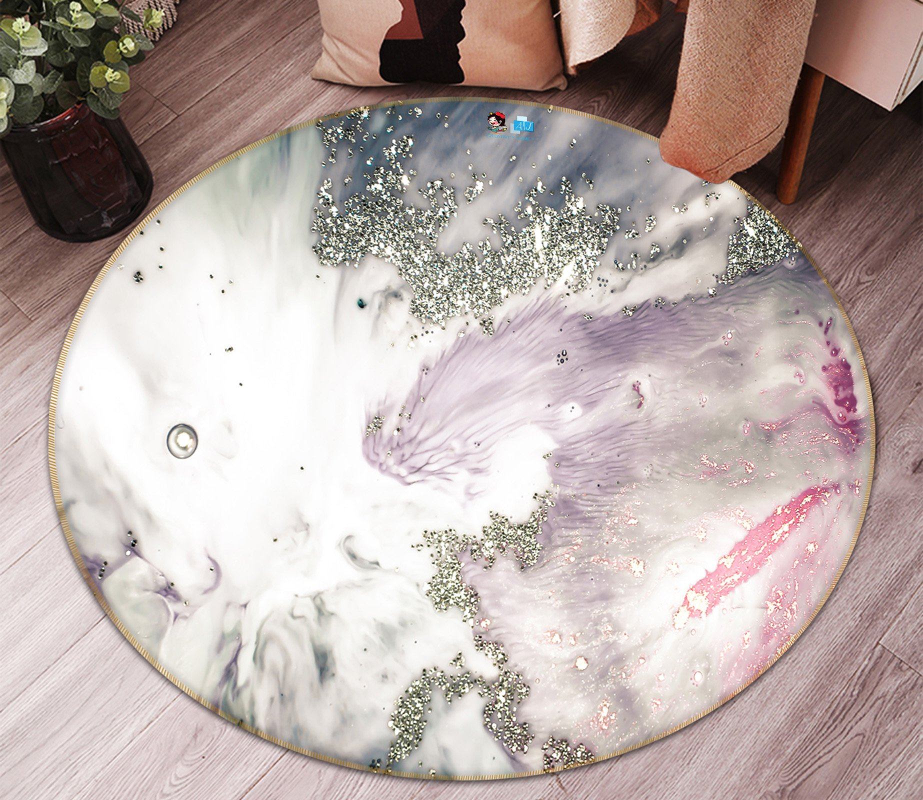 3D Pink-purple Pattern 3405 Round Non Slip Rug Mat Mat AJ Creativity Home 