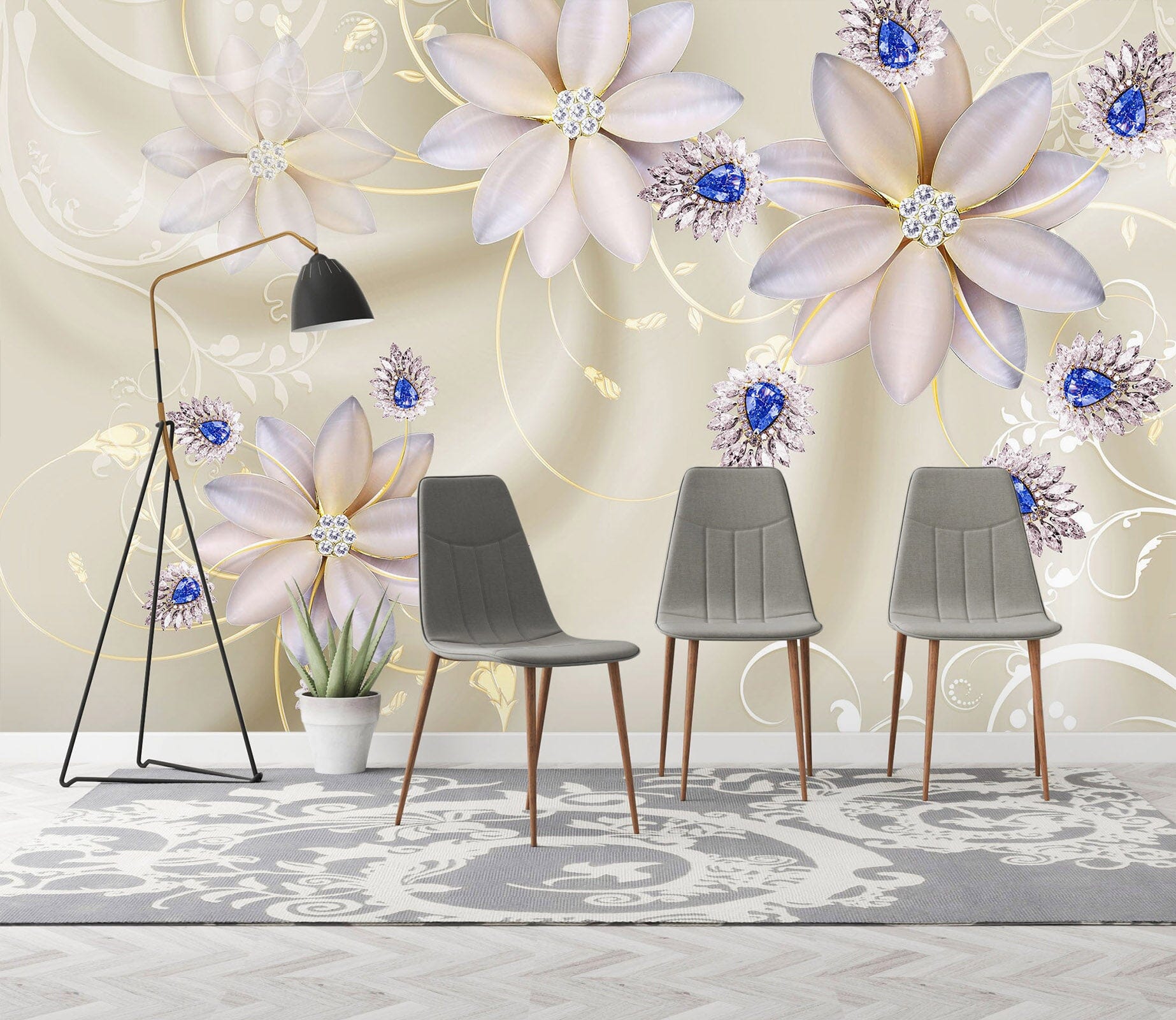 3D Blue Petals 1492 Wall Murals Wallpaper AJ Wallpaper 2 