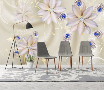 3D Blue Petals 1492 Wall Murals Wallpaper AJ Wallpaper 2 