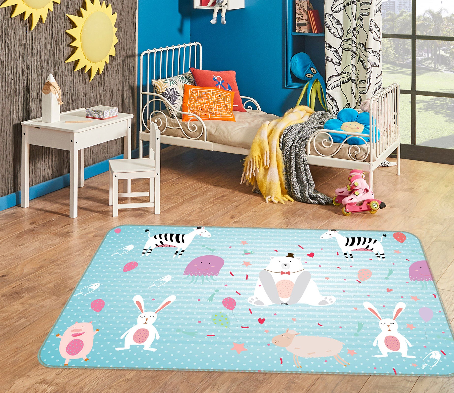 3D Cartoon Rabbit 65128 Non Slip Rug Mat