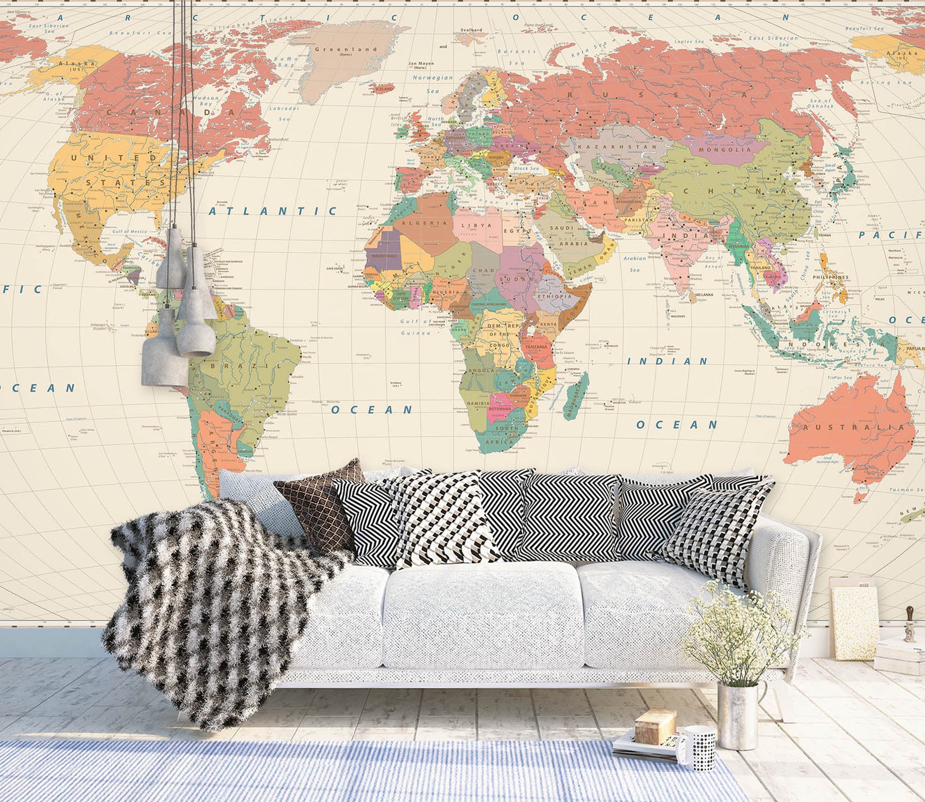 3D Yellow World Map 1134 Wall Murals