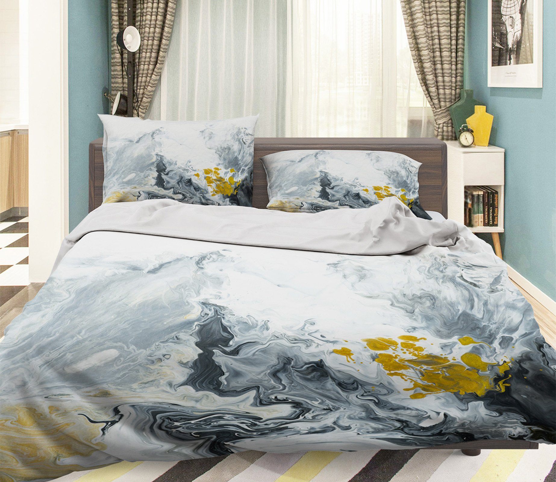 3D Pigment Gray Abstraction 067 Bed Pillowcases Quilt Wallpaper AJ Wallpaper 