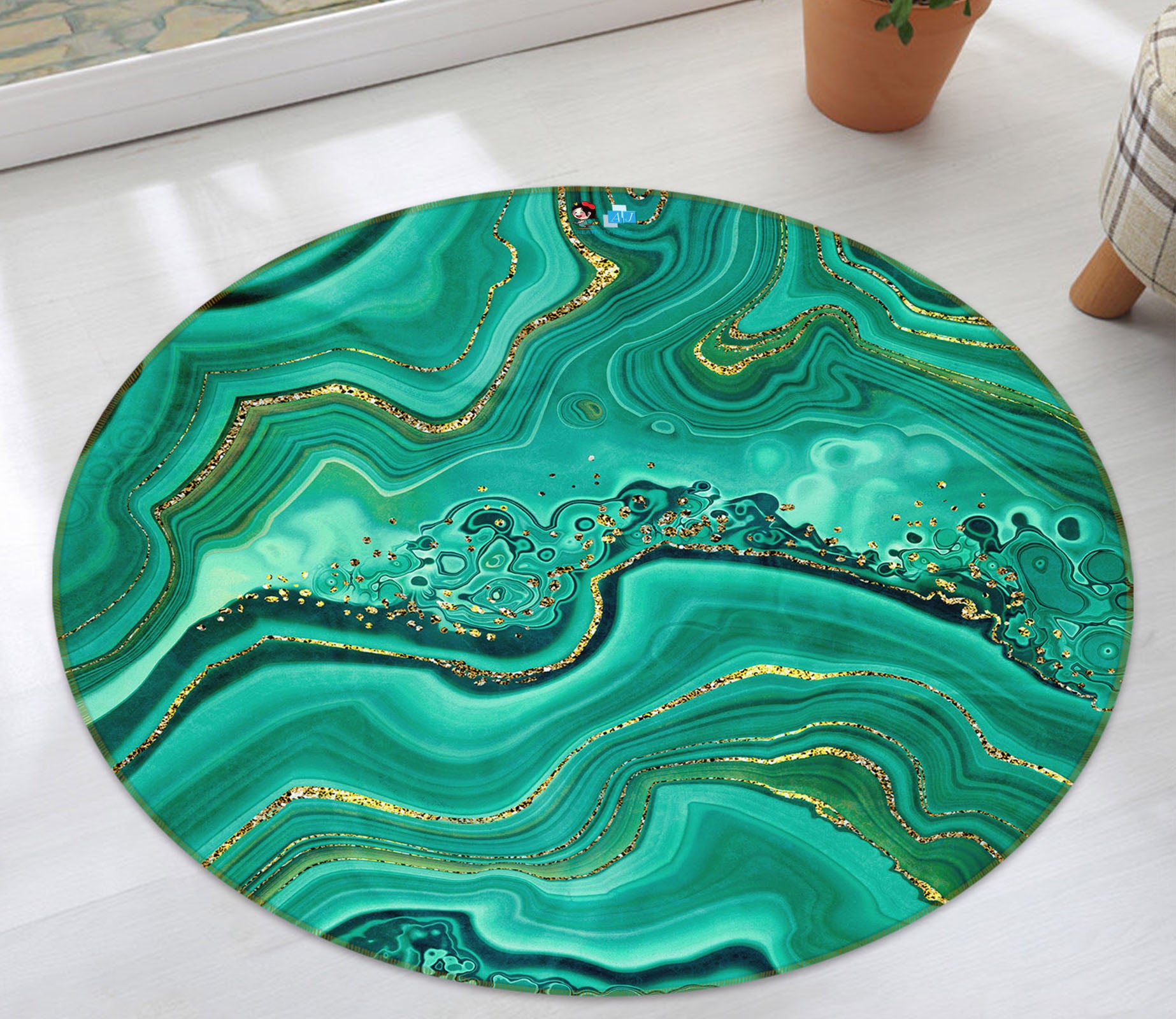 3D Green 71154 Round Non Slip Rug Mat