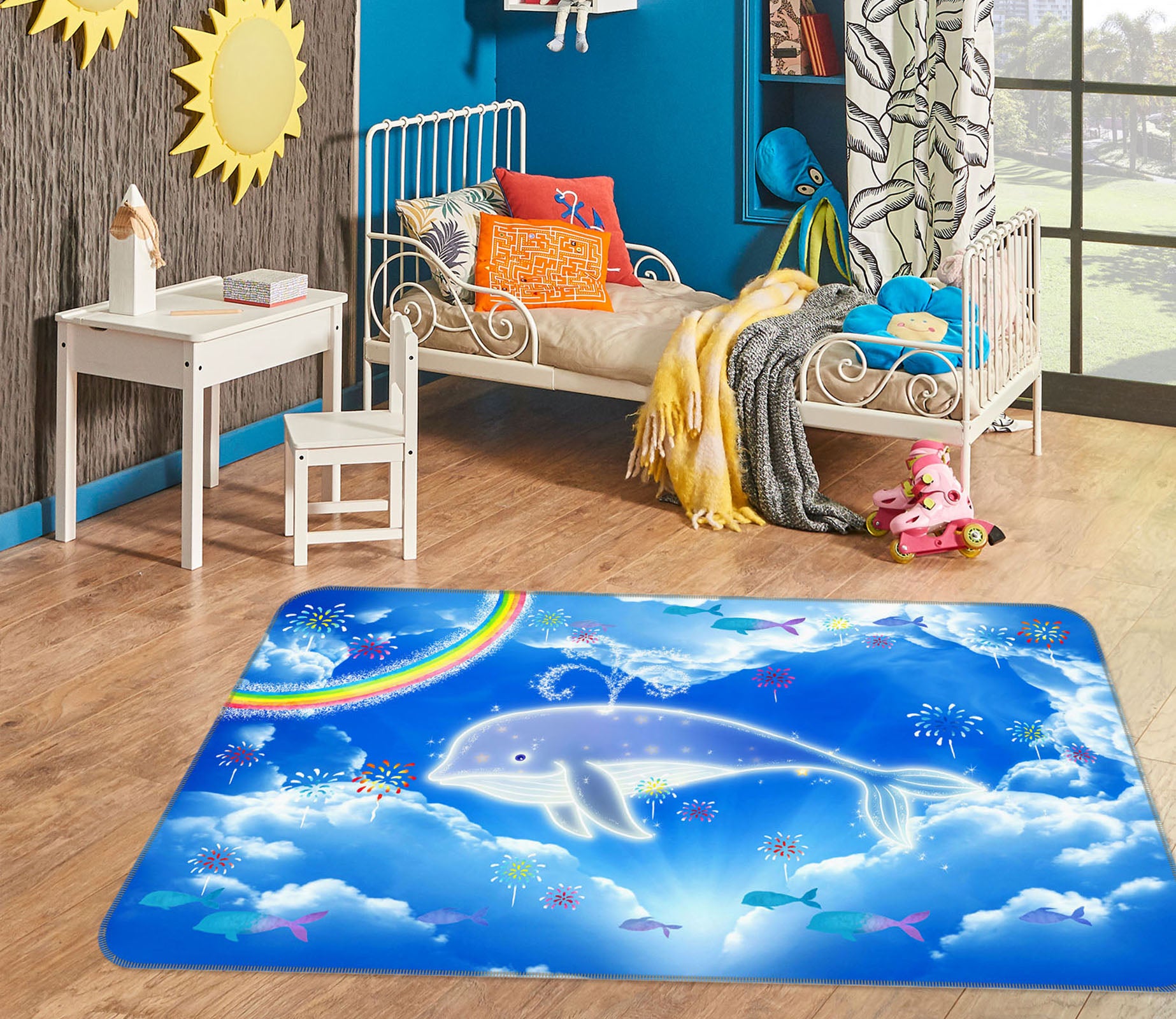 3D Dolphin Cloud 34016 Non Slip Rug Mat