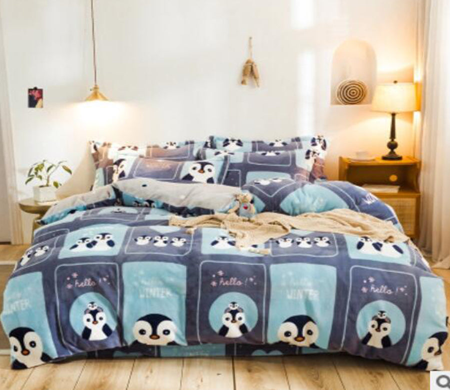 3D Blue Penguin 20109 Bed Pillowcases Quilt