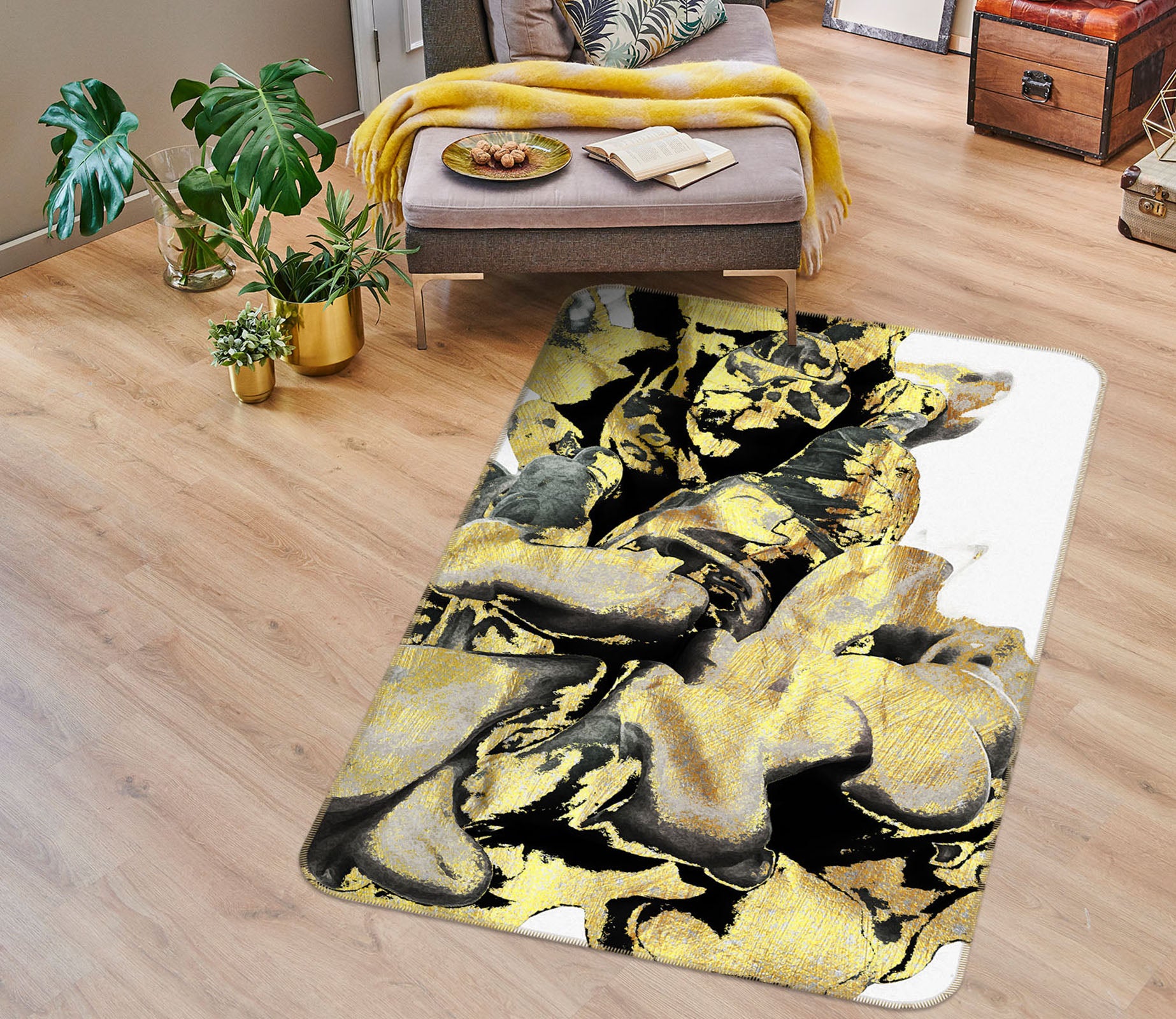 3D Golden Pattern 29231 Non Slip Rug Mat