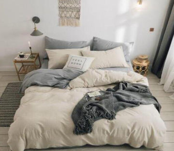 3D Light Grey 16049 Bed Pillowcases Quilt