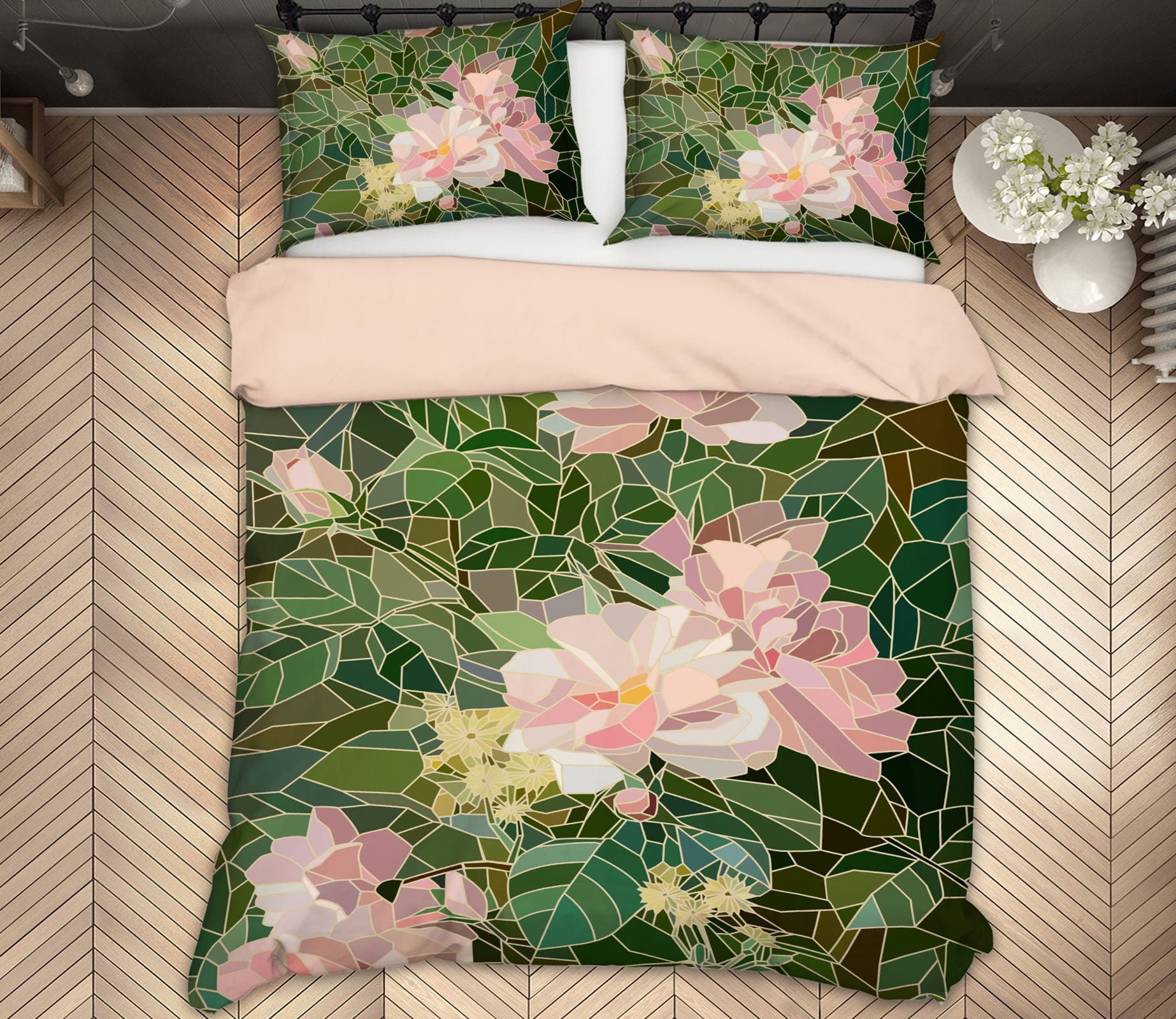 3D Pink Flowers 14015 Bed Pillowcases Quilt
