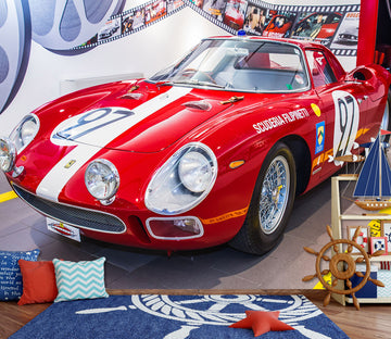 3D Red Racing Car 335 Vehicle Wall Murals