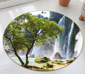 3D Trees Waterfall 74129 Round Non Slip Rug Mat