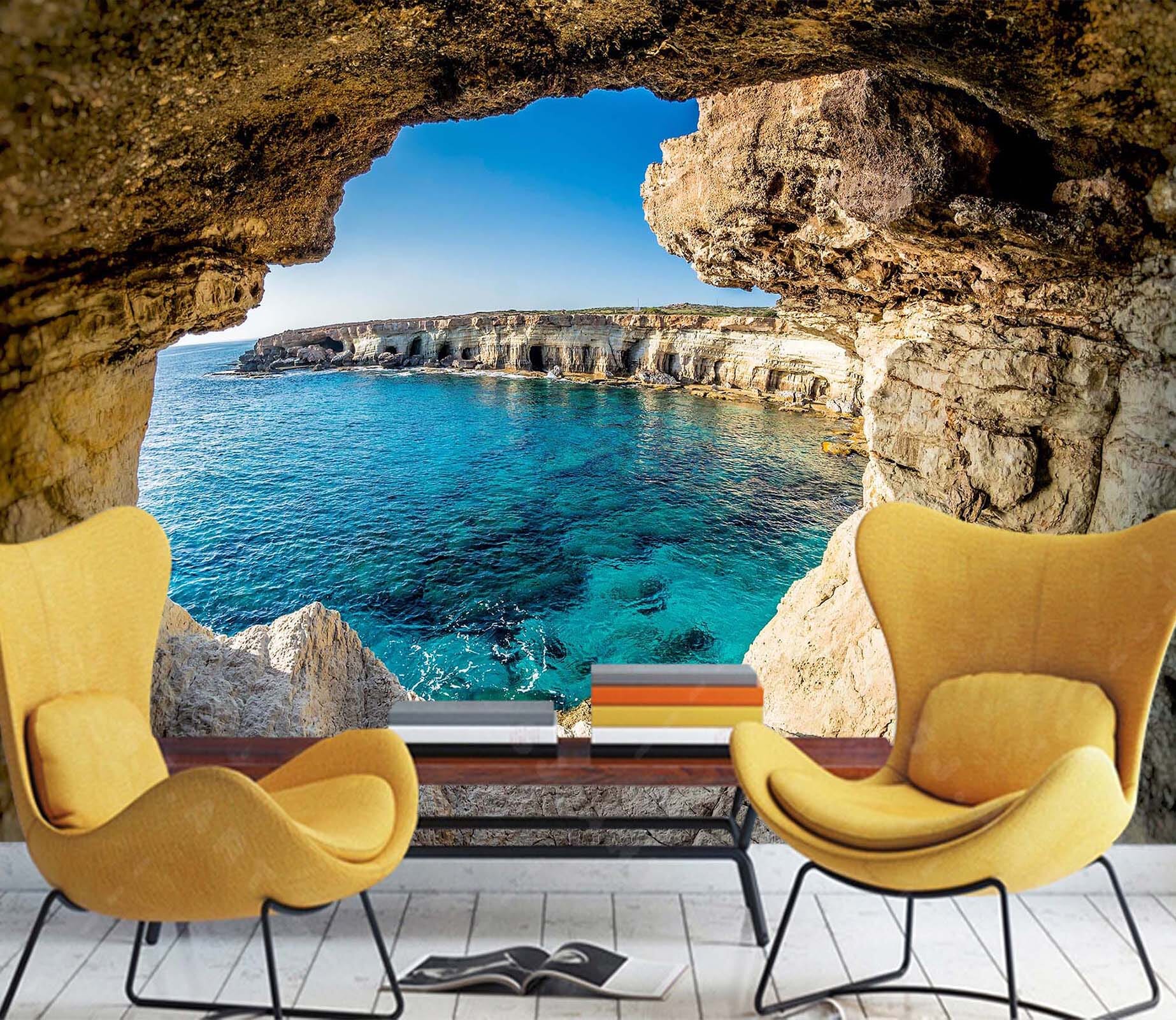 3D Stone Cave Sea 25 Wall Murals Wallpaper AJ Wallpaper 2 