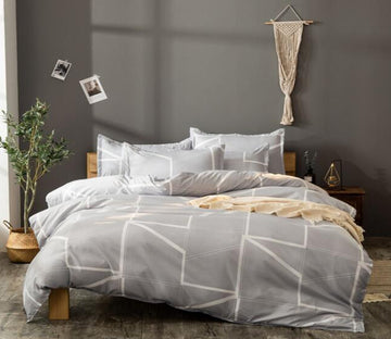 3D Light Gray Lines 13061 Bed Pillowcases Quilt
