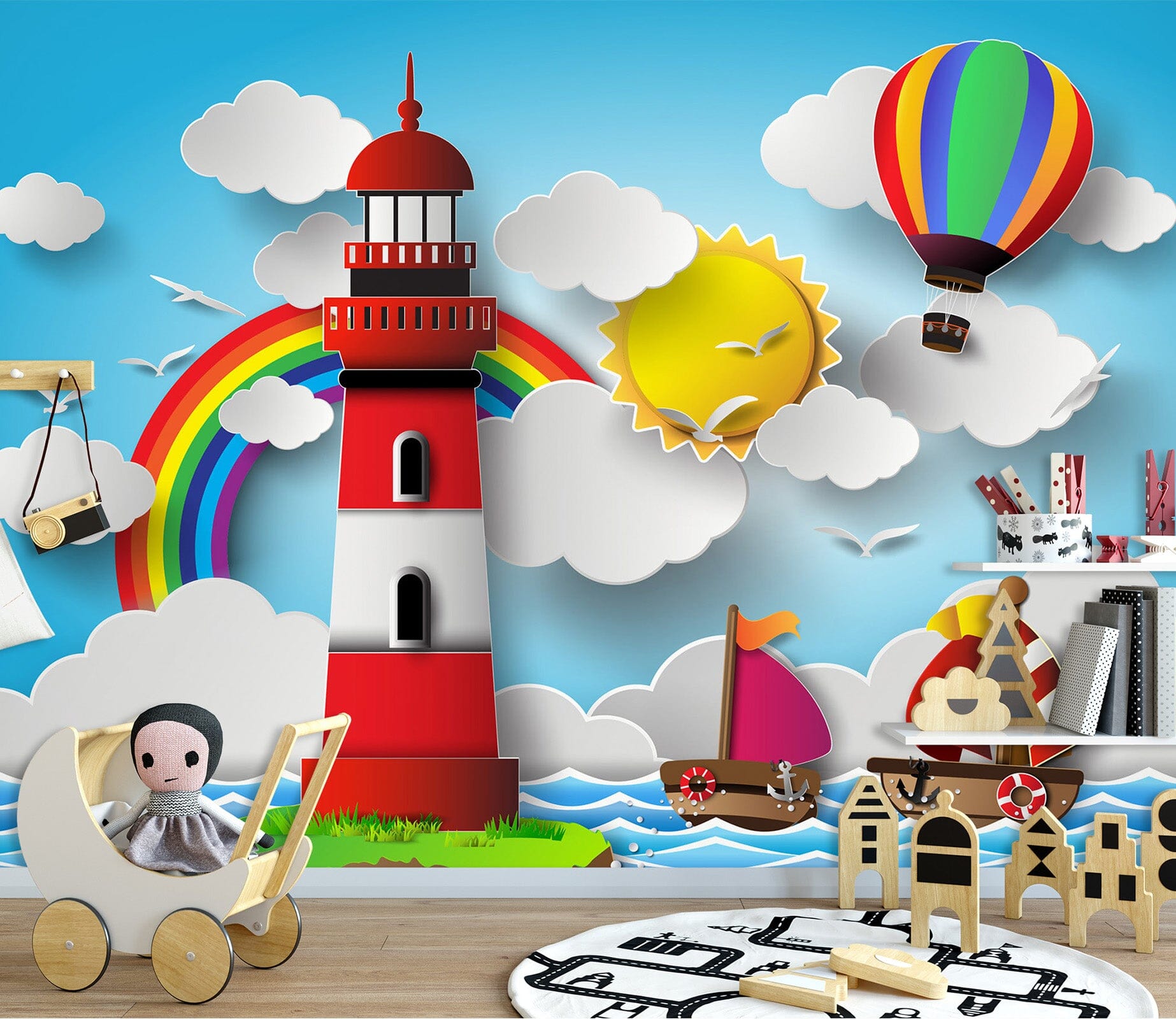 3D Lighthouse Balloon 1649 Wall Murals Wallpaper AJ Wallpaper 2 