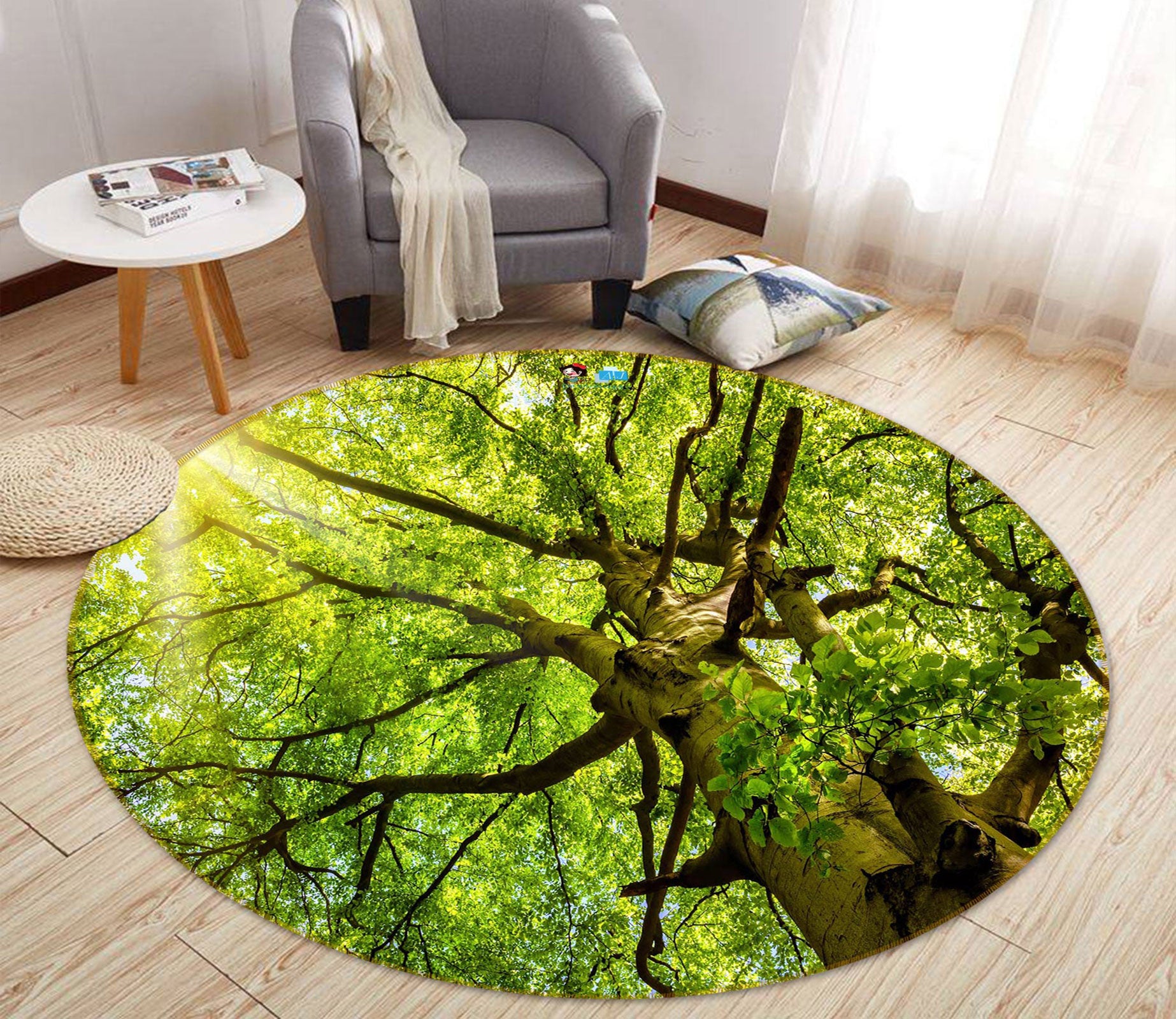 3D Trees 72167 Round Non Slip Rug Mat