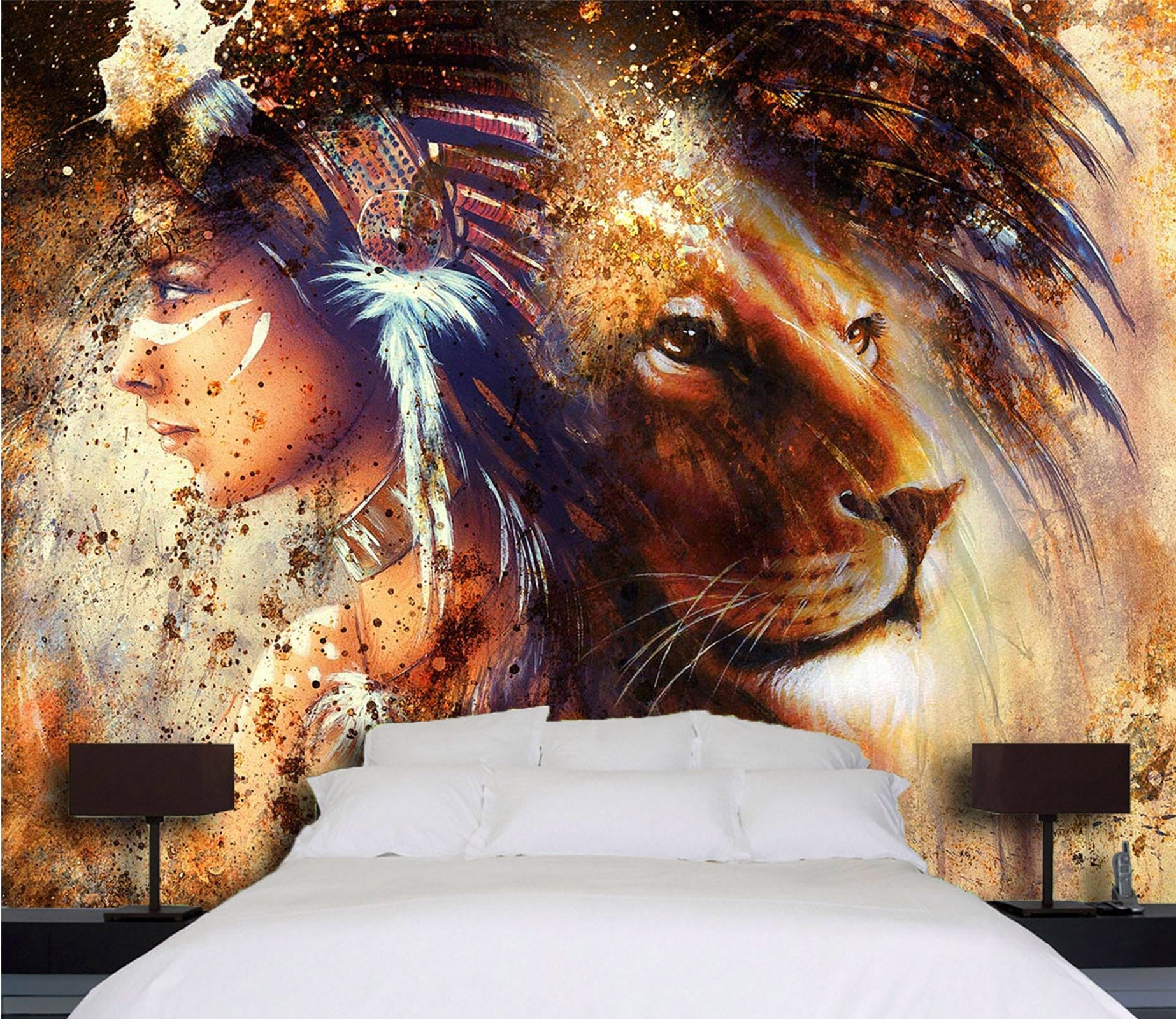 3D Lion Girl 336 Wall Murals Wallpaper AJ Wallpaper 2 
