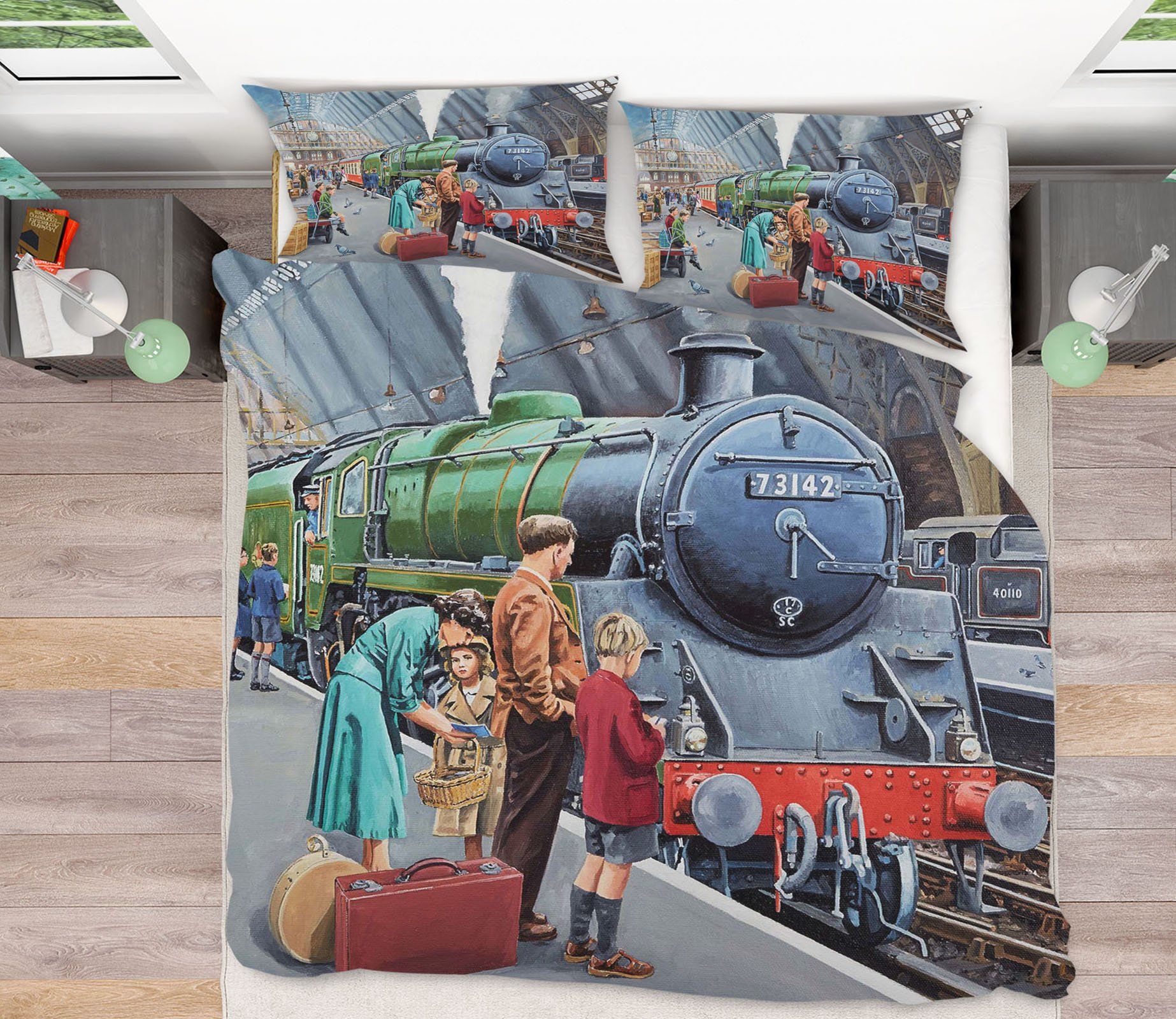 3D By Train 2053 Trevor Mitchell bedding Bed Pillowcases Quilt Quiet Covers AJ Creativity Home 