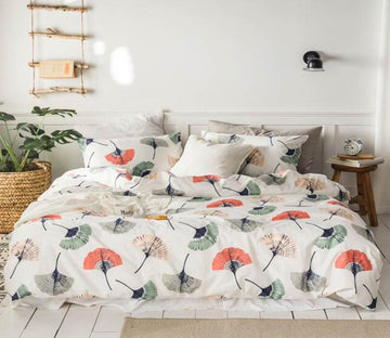 3D Ginkgo Biloba 7034 Bed Pillowcases Quilt
