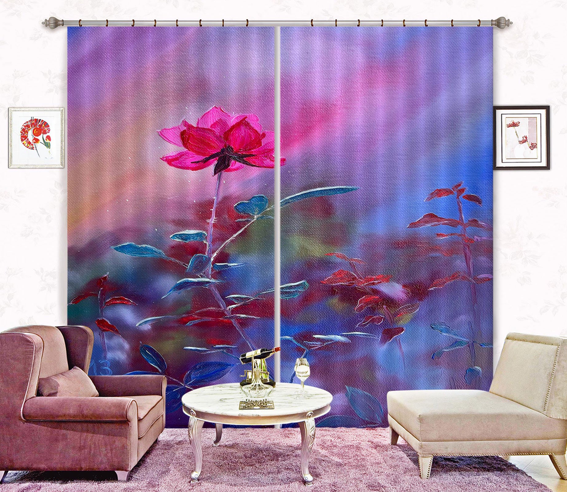 3D Red Flower 9768 Marina Zotova Curtain Curtains Drapes
