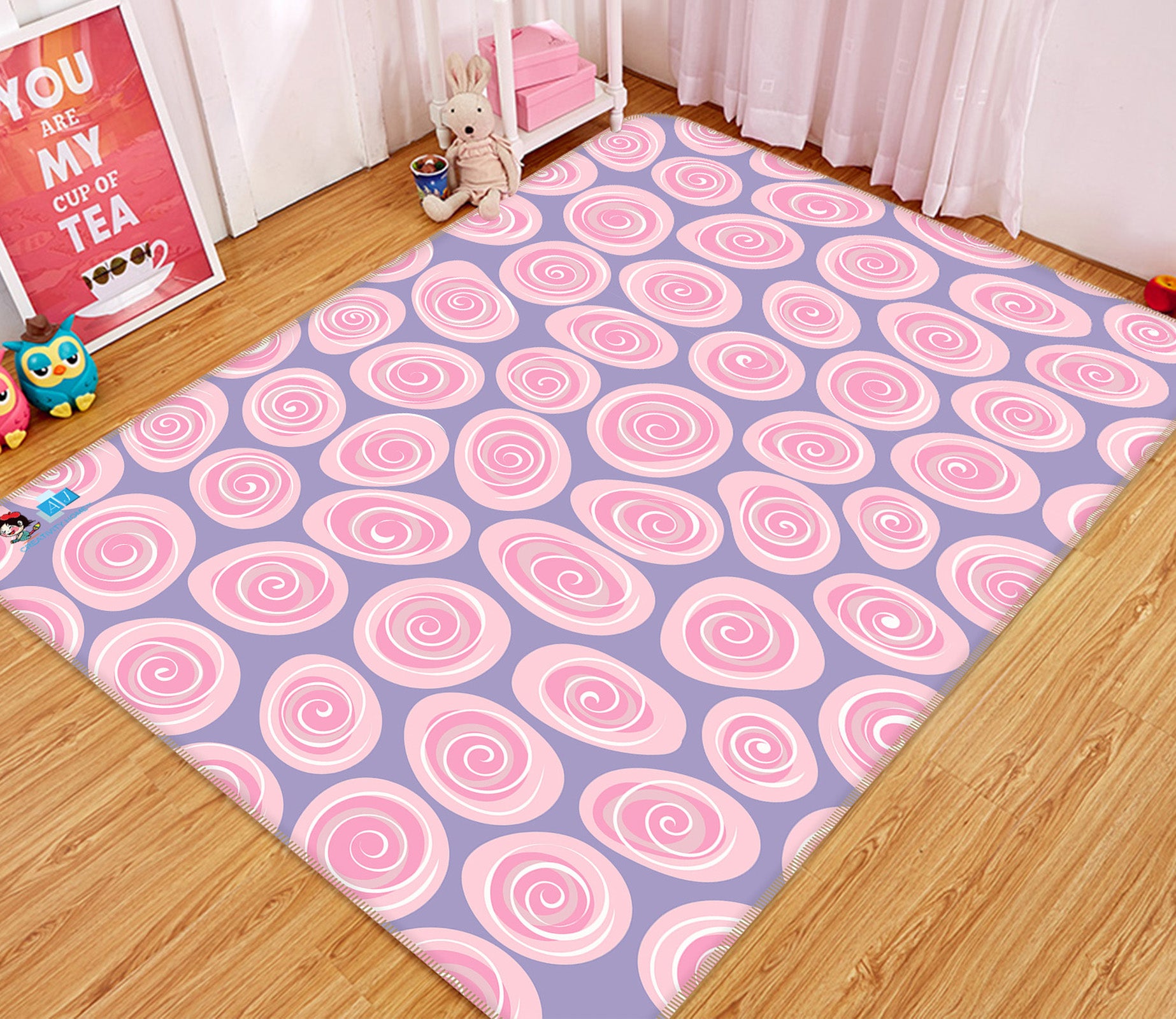 3D Pink Circle Pattern 107114 Kashmira Jayaprakash Rug Non Slip Rug Mat