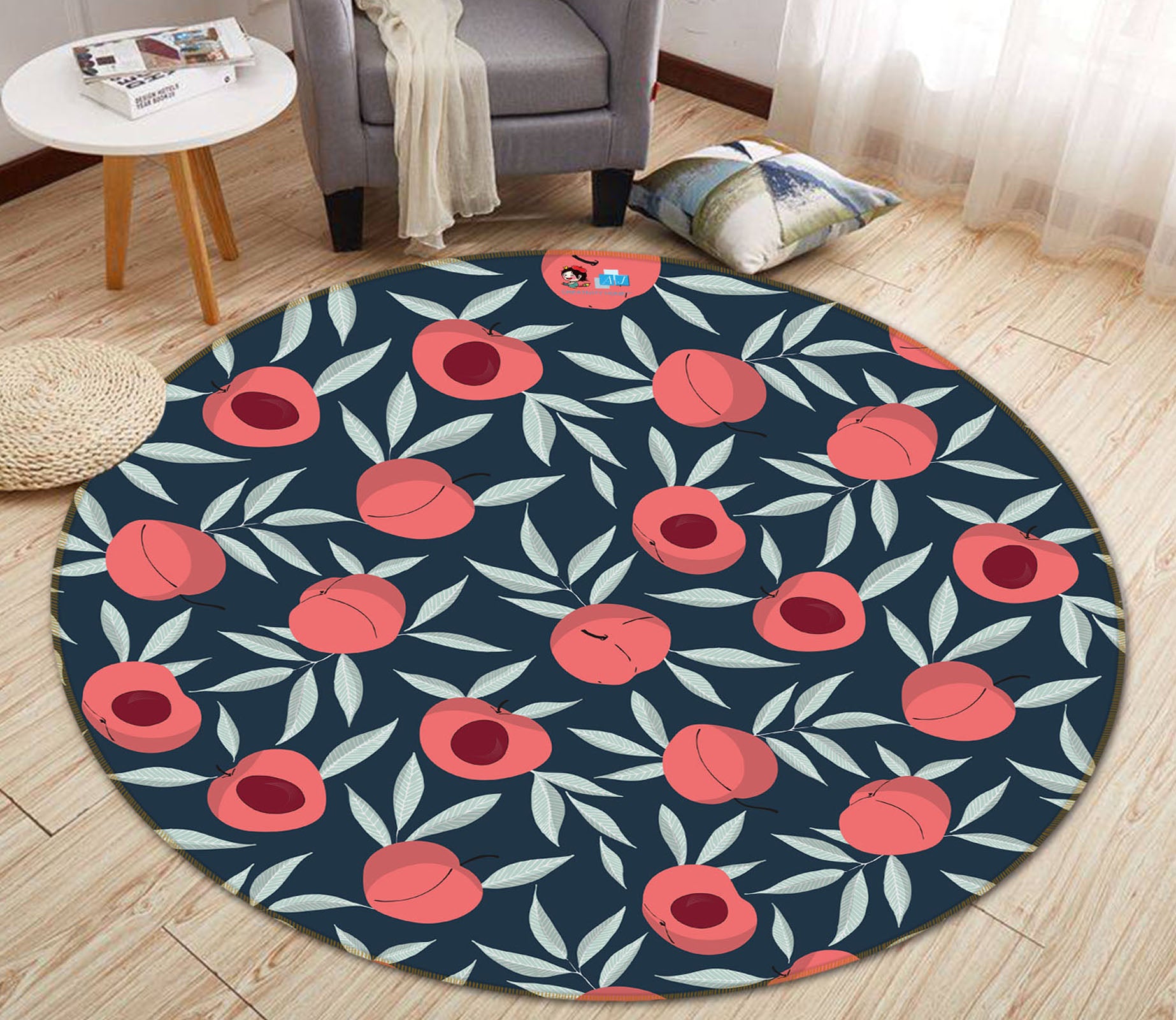 3D Red Flowers 10572 Kashmira Jayaprakash Rug Round Non Slip Rug Mat