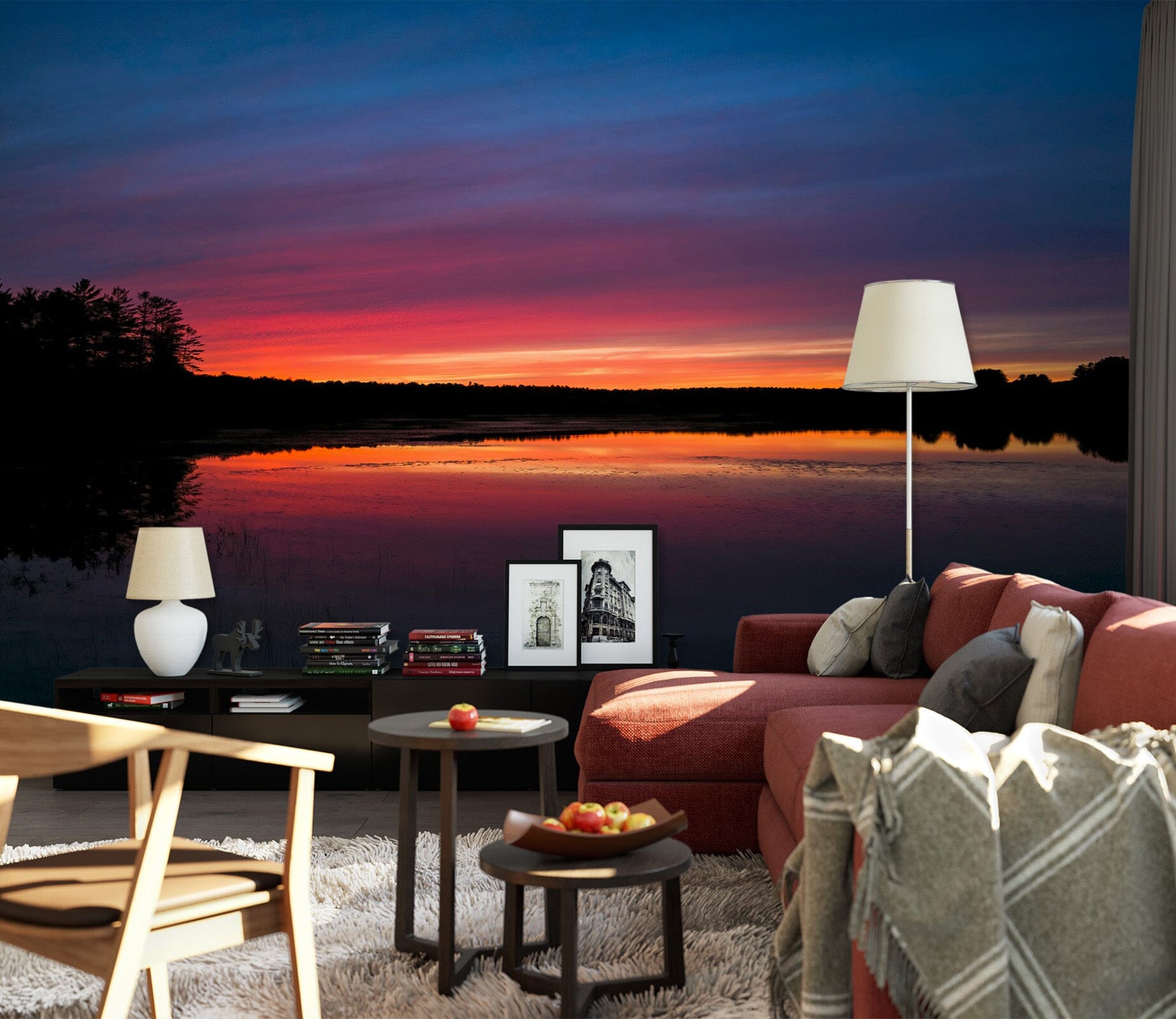 3D Sunset Lake 131 Jerry LoFaro Wall Mural Wall Murals Wallpaper AJ Wallpaper 2 