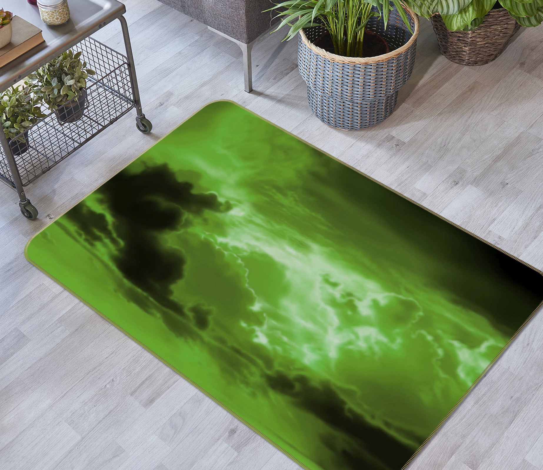 3D Green Clouds 31178 Non Slip Rug Mat