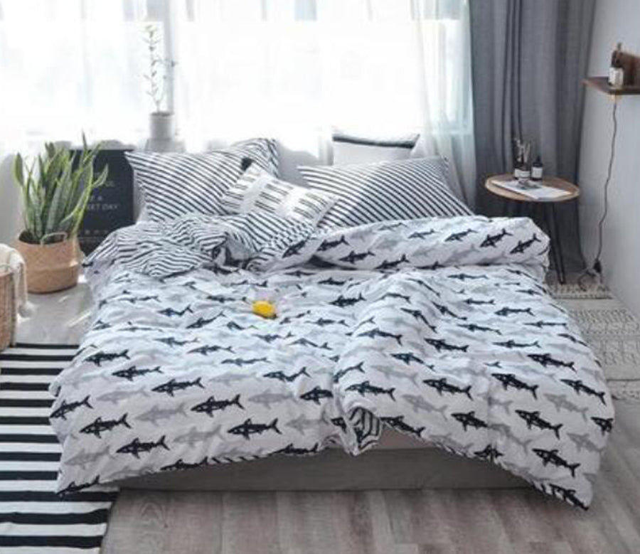 3D Black Grey Fish 20236 Bed Pillowcases Quilt
