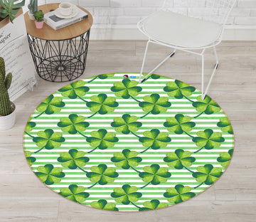 3D Four-Leaf Clover Pattern 80295 Round Non Slip Rug Mat