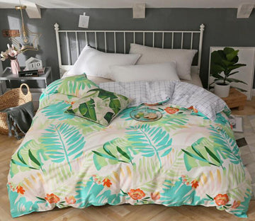 3D Big Green Leaf 4115 Bed Pillowcases Quilt