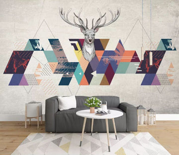 3D Geometric Deer 2143 Wall Murals Wallpaper AJ Wallpaper 2 