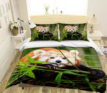 3D Red Panda Leaves 003 Bed Pillowcases Quilt