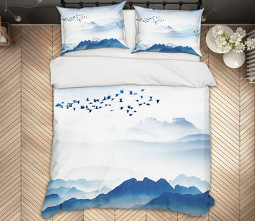 3D Mountain Bird 12091 Bed Pillowcases Quilt