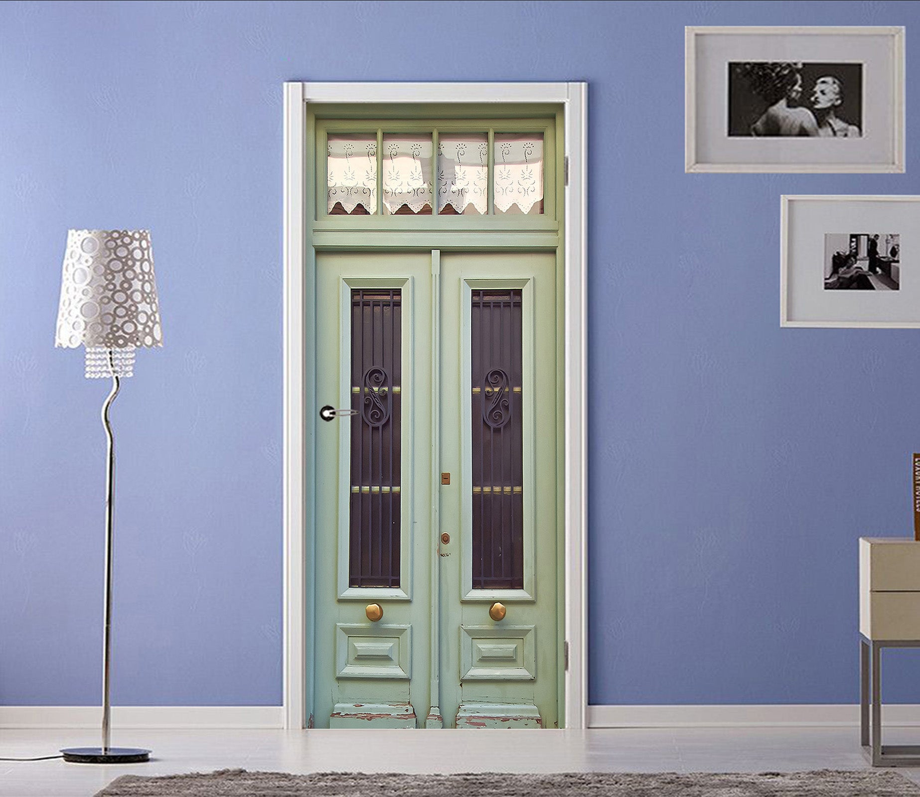 3D Light Green Door 22199 Door Mural