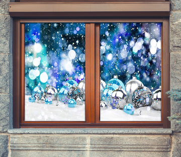 3D Snow Silver Ball 43003 Christmas Window Film Print Sticker Cling Stained Glass Xmas