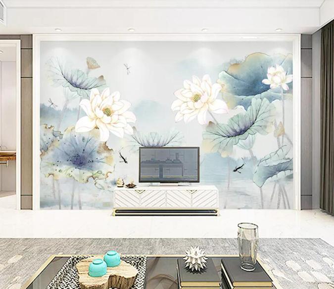 3D Lotus Pond 330 Wall Murals Wallpaper AJ Wallpaper 2 