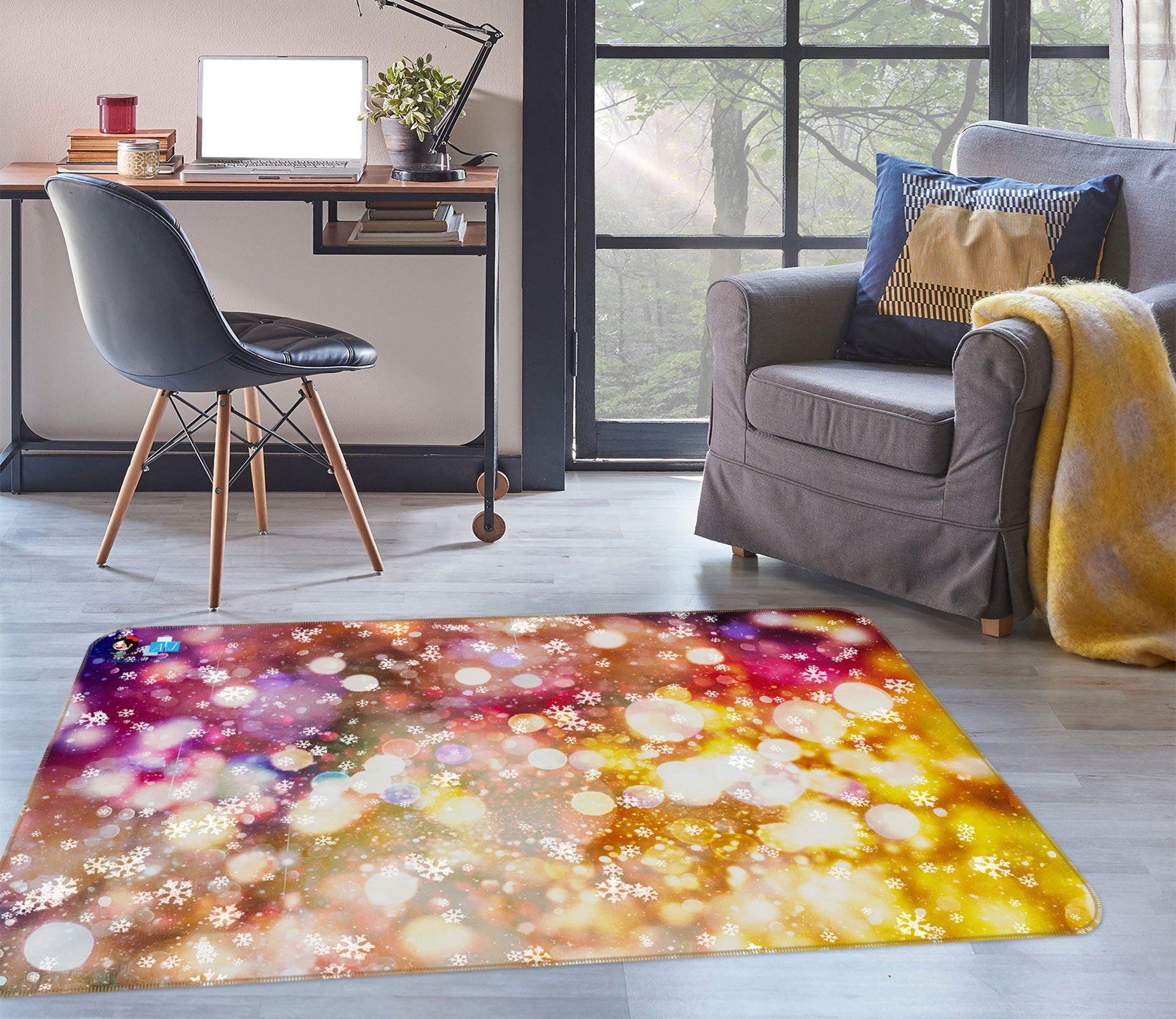 3D Snow Aperture 54252 Christmas Non Slip Rug Mat Xmas