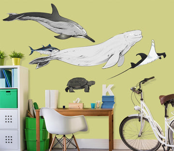 3D Dolphin Whale 064 Animals Wall Stickers Wallpaper AJ Wallpaper 