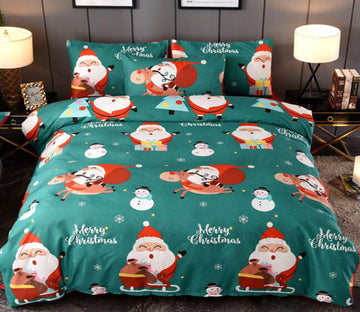 3D Santa Claus On Green 2176 Bed Pillowcases Quilt