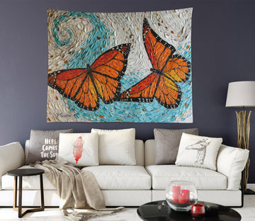 3D Two Butterflies 11820 Dena Tollefson Tapestry Hanging Cloth Hang