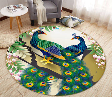 3D Peacock 71141 Round Non Slip Rug Mat