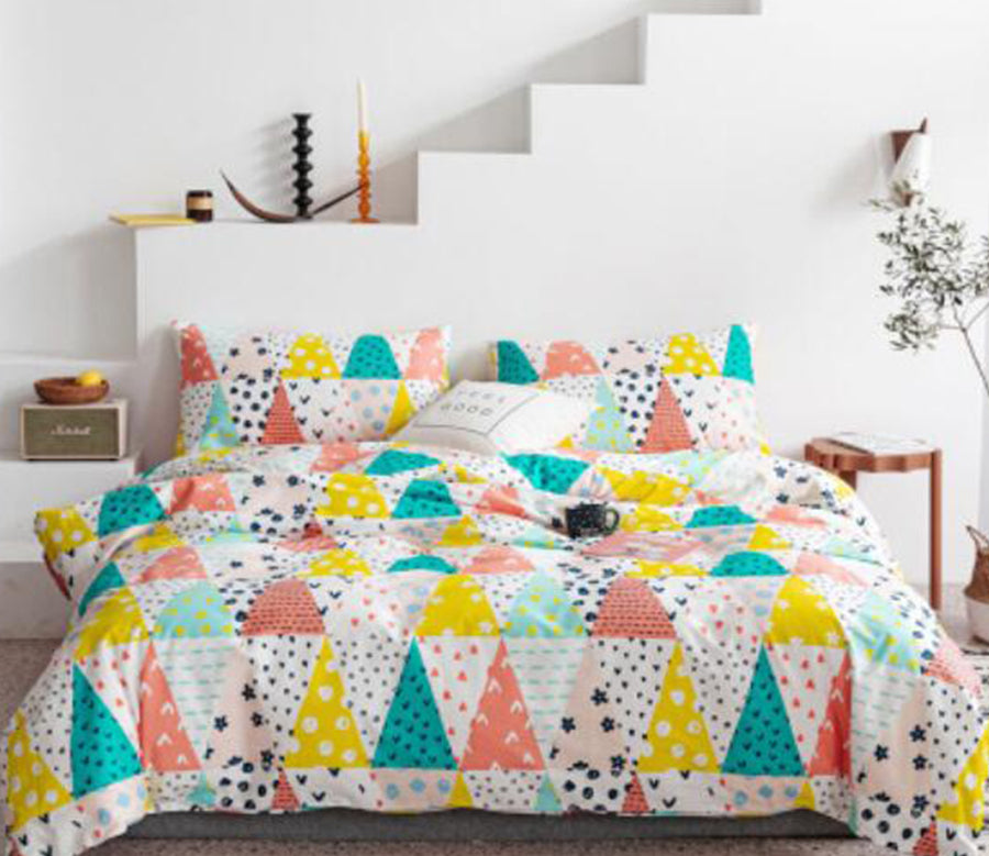 3D Colored Triangle 14017 Bed Pillowcases Quilt