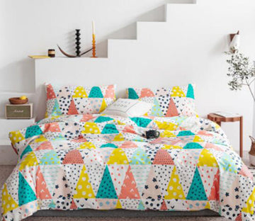3D Colored Triangle 14017 Bed Pillowcases Quilt