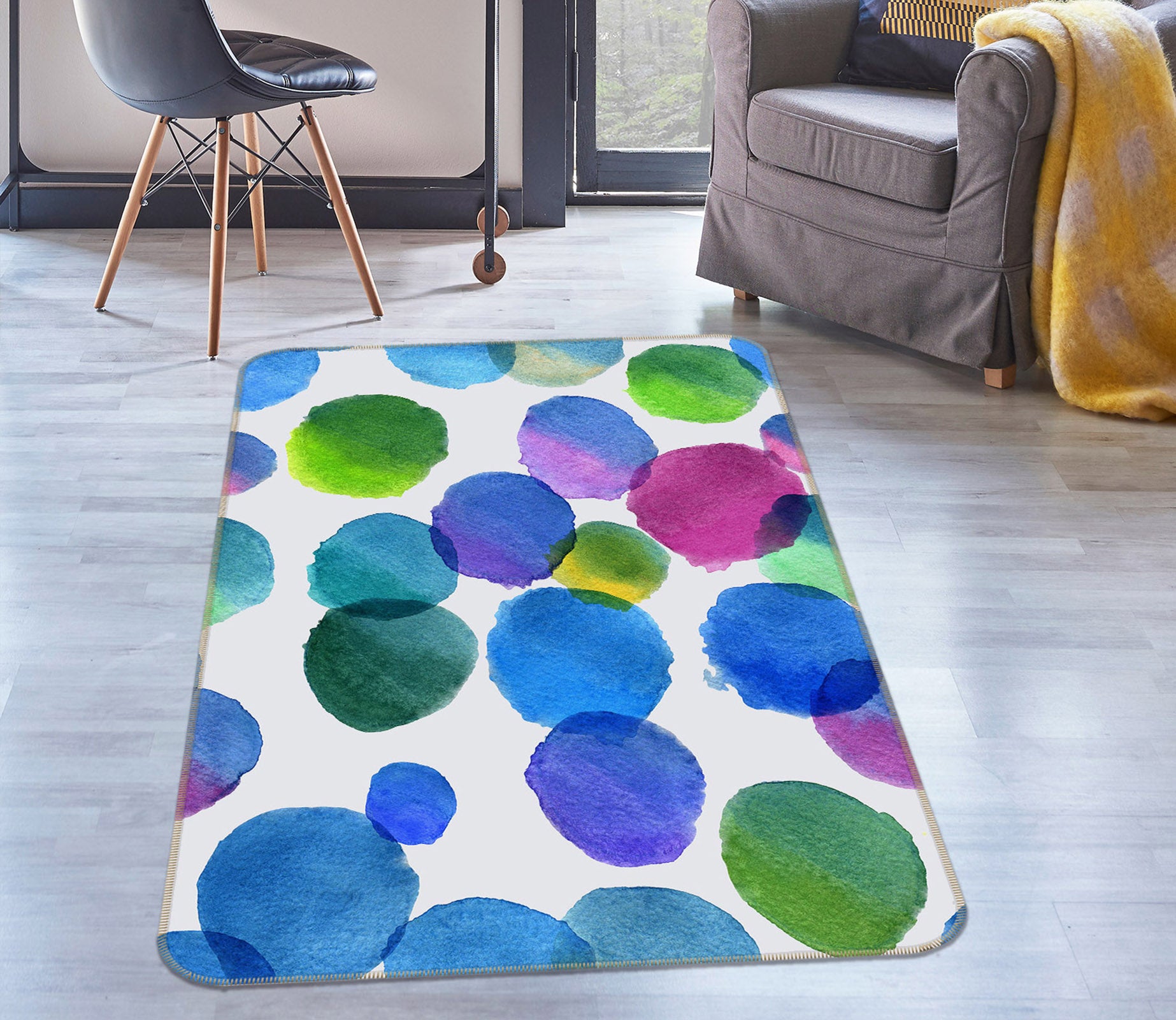 3D Circle Pattern 34184 Non Slip Rug Mat