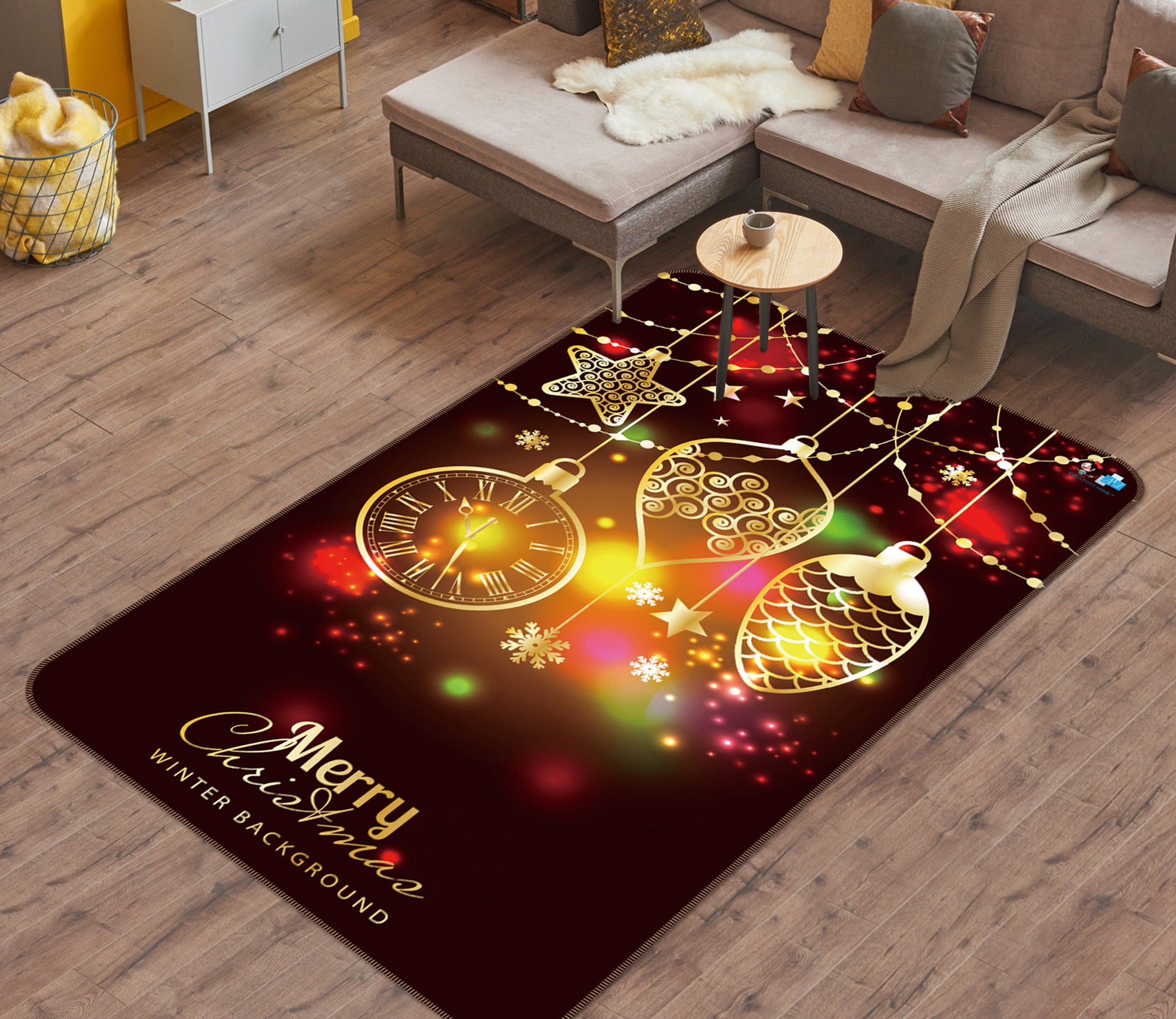 3D String Lights 55140 Christmas Non Slip Rug Mat Xmas