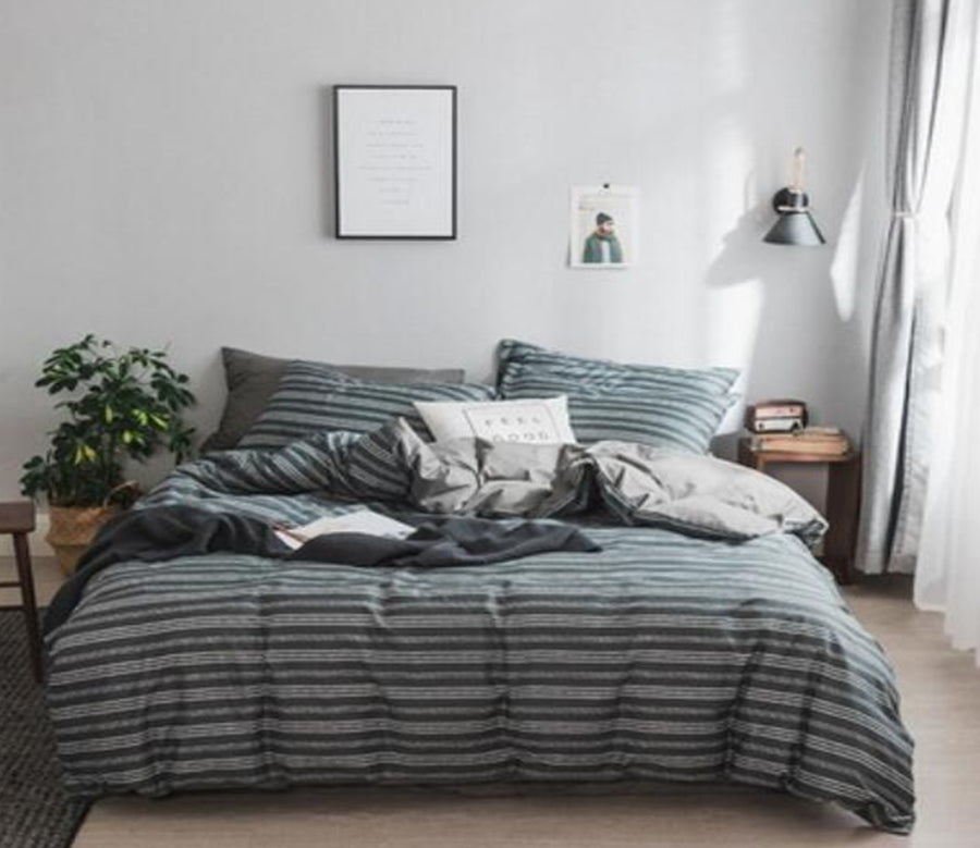 3D Gray And Black Horizontal Stripes 15195 Bed Pillowcases Quilt